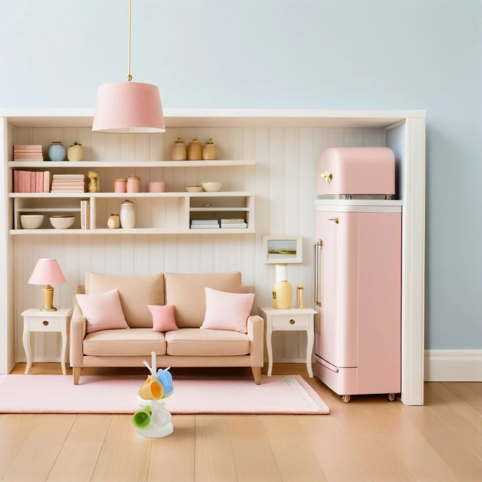 

1Set Dollhouse Micro Landscape Cup Rack Realistic Mini Stemware Organizer Tiny Mug Holder Mini Kitchen Accessories