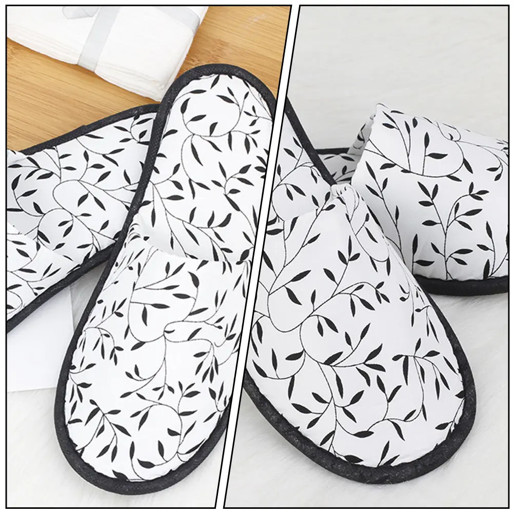 

5pcs Non-Slip Slippers Comfortable Travel Indoor Hotel Foldable Portable Household Slippers For Home Business Guests Black