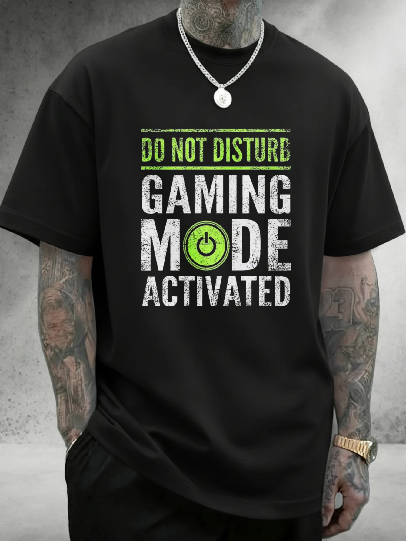 T-shirt en coton décontracté JOOCAR avec impression « Ne pas déranger, mode jeu activé », col rond, extensible, respirant, manches courtes, imprimé lettres tendance, streetwear, choix idéal pour les fêtes