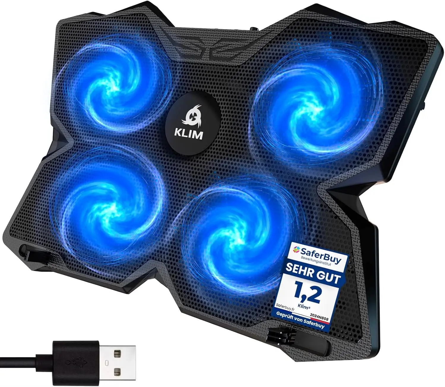

High-Speed Laptop Cooling Pad with 4 Fans, USB Powered, Compatible with Multiple Devices - Blue