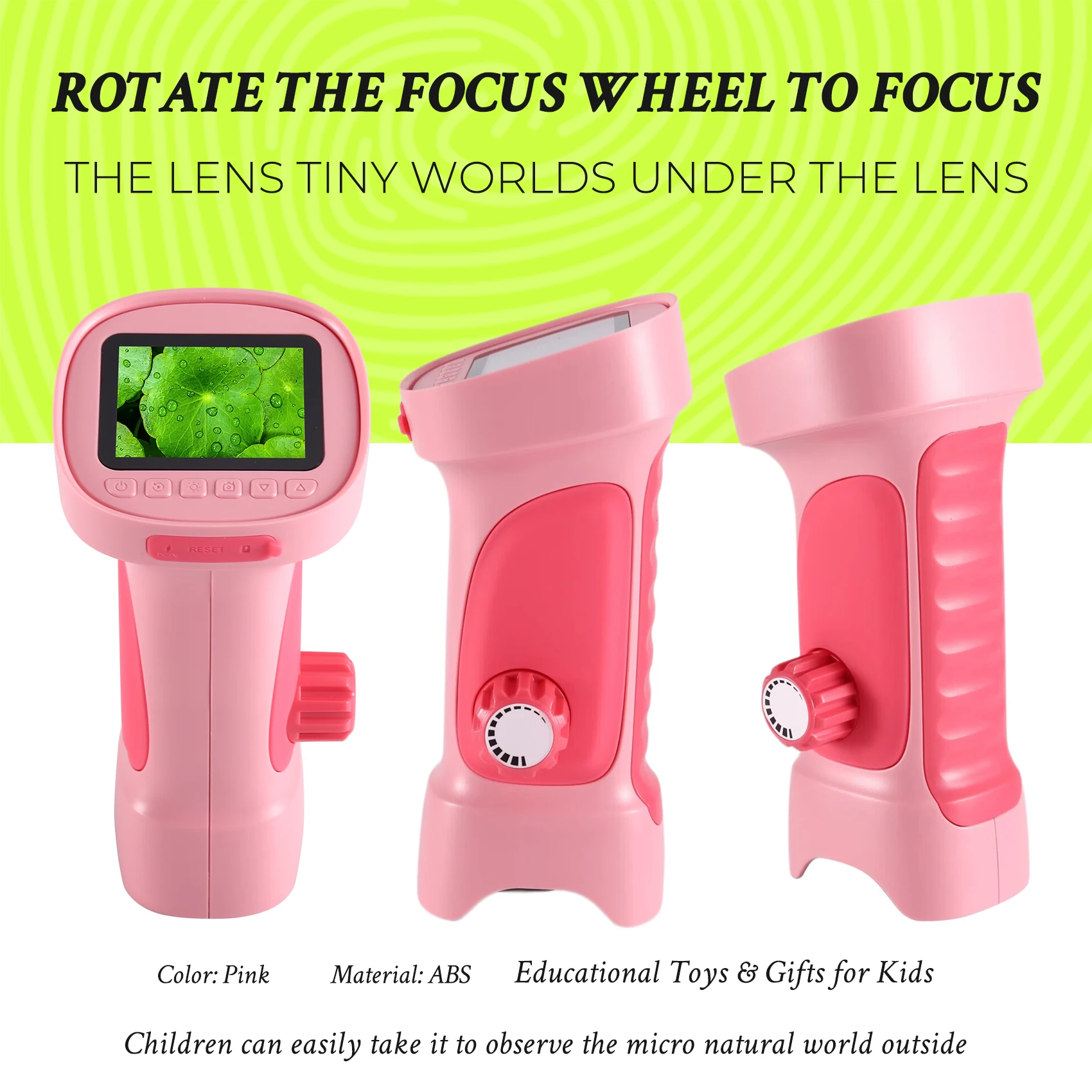 ABXD Portable Digital Microscope For Kids 1000X Zoom Mini Microscope Camera With 2.4