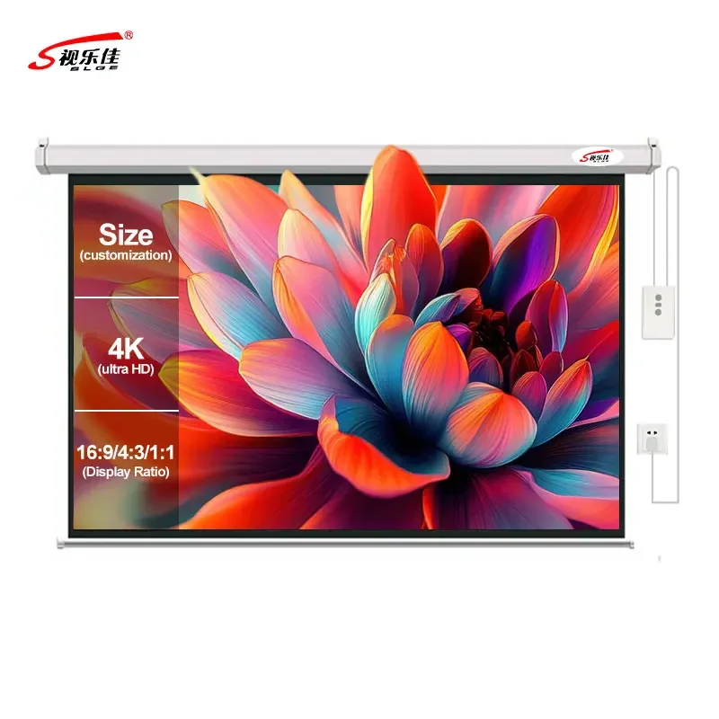 120 Inch Electric Curtain Projection Remote Control Projector Screen