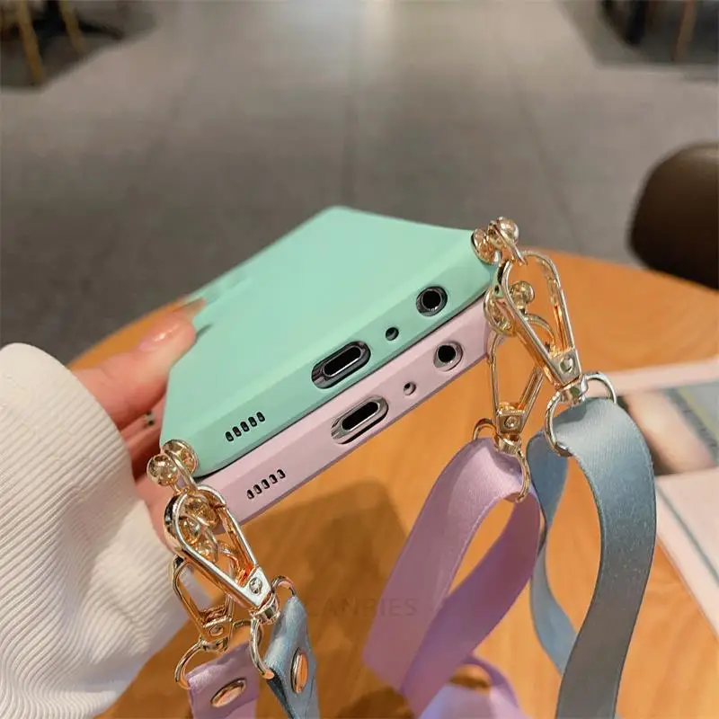 Necklace Crossbody Lanyard Liquid Silicone Case For Samsung Galaxy A53 A33 A23 A13 A73 A52S A32 A72 4G 5G Strap Cord Back Cover image 3