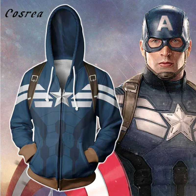 Cosaim Movie Captain Hoodies Sweatshirts Cosplay Costumes Superhero Coat Jacket Sweater Zipper for Adult Men Women