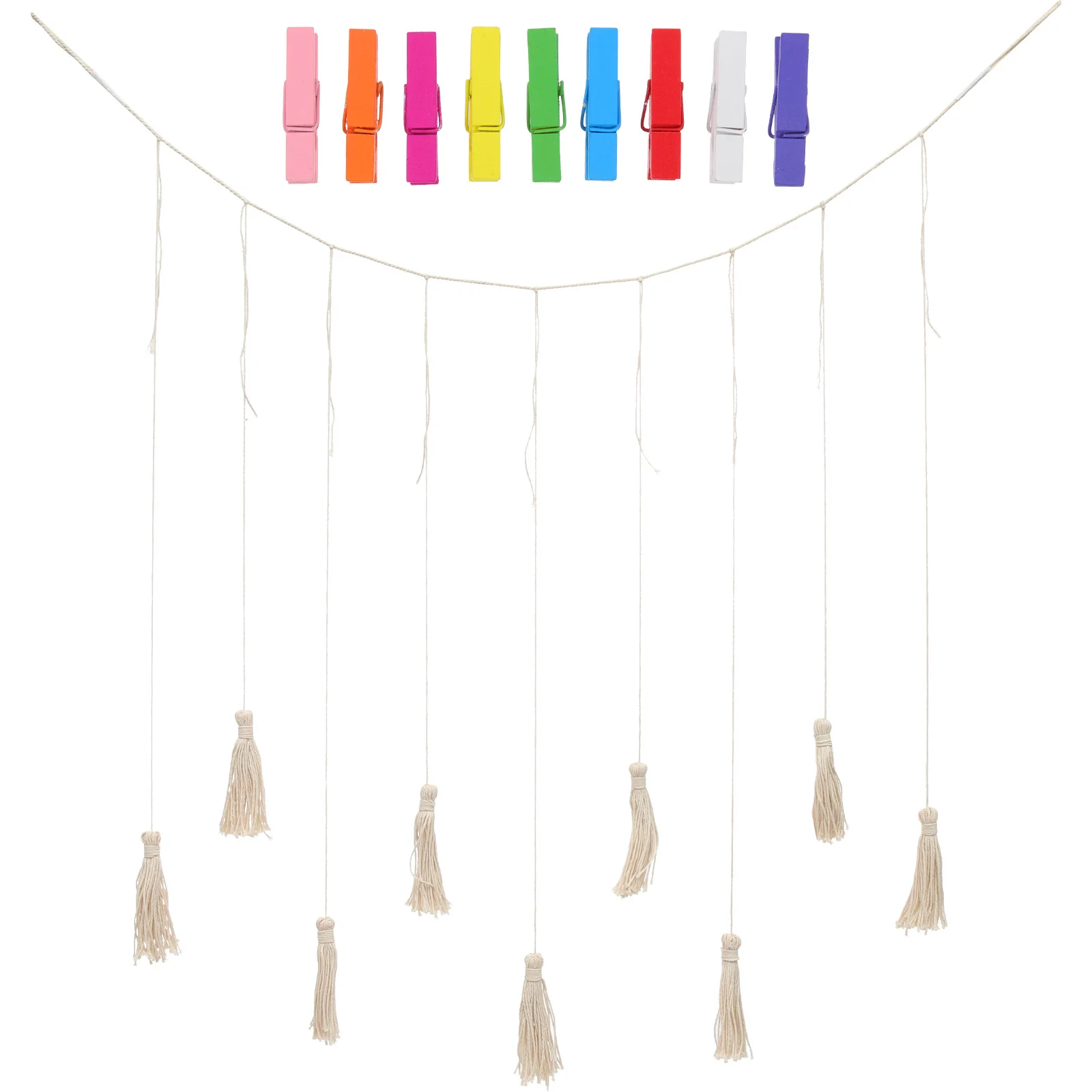 

1Set Photo Display with Clips Cotton and Jute Rope Photo Hanger for Wall Creative Home Decor Birthday Wedding Christmas