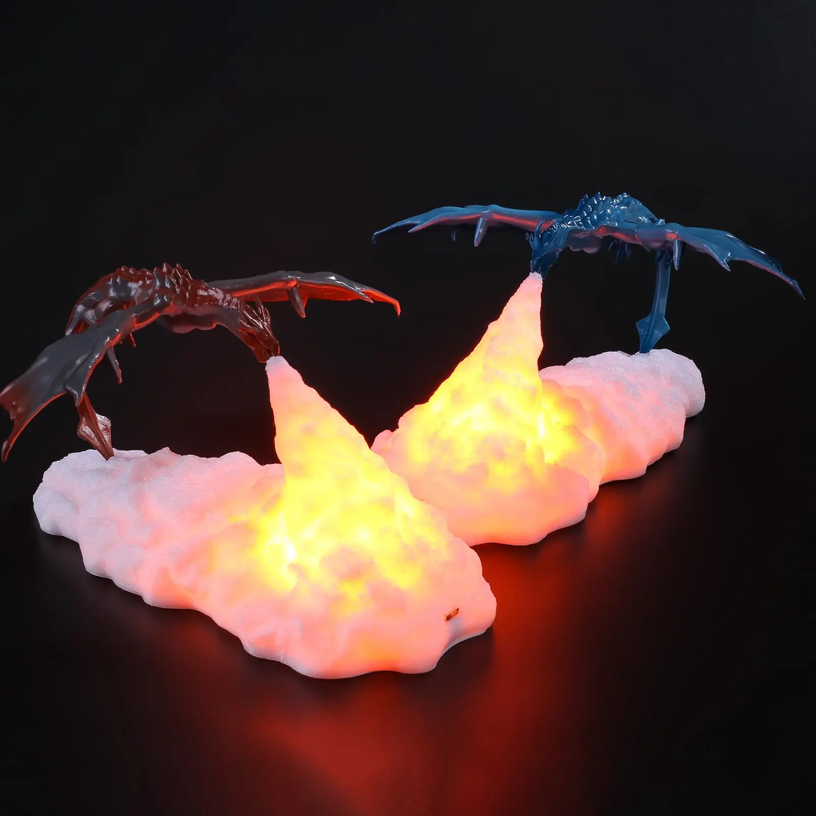3D Printed Fire Dragon Lights LED Moon Light USB Rechargeable Desktop Lamp Kids Sleep Accompany Night Light for Bedroom Office