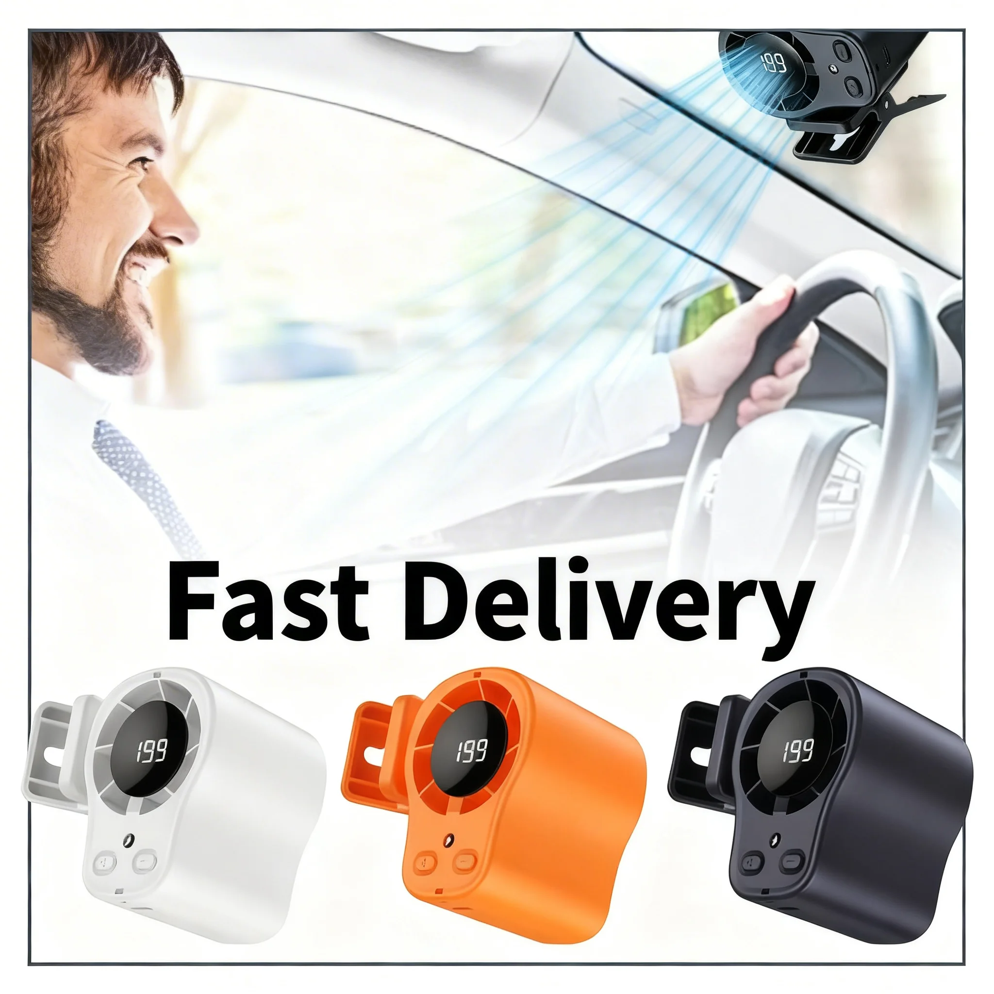 2026 Portable Cooling Car Fan USB Rechargeable Clip on Portable Desk Fans with LED Display 360 Rotation Quiet for Car Camping