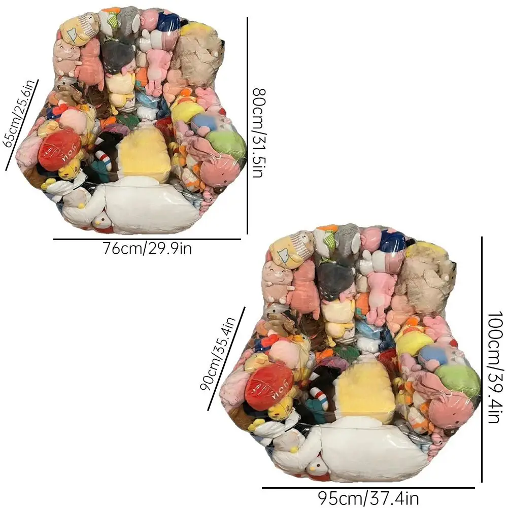 Transparent Children Plush Toys Storage Chair Cover Bean Bag With Zipper Waterproof Lazy Sofas Seat Doll Storage Bags Bean Bag - view 6