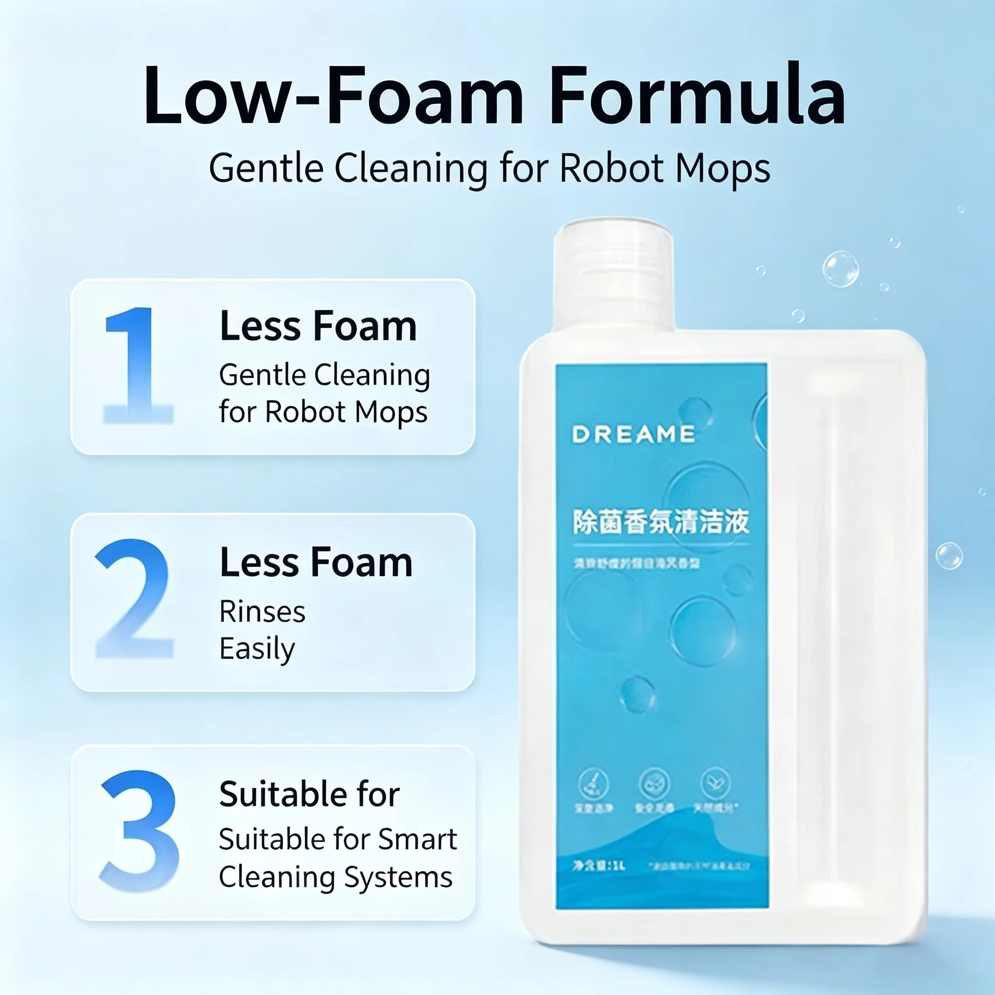 Original Dreame Floor Cleaning Liquid 1L for X50 Ultra/X40 Ultra/X30 Ultra/X60 Ultra/H12 Pro Vacuum Cleaner Replacement Solution