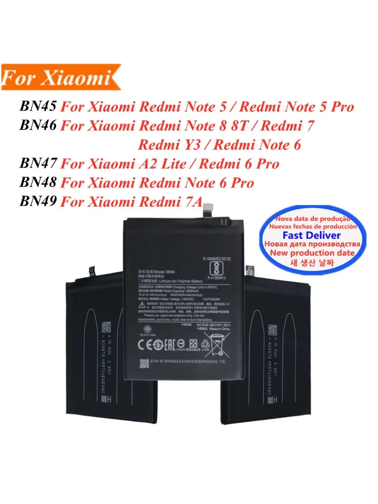 Bateria BN45 BN48 BN47 BN46 do Xiaomi Redmi Note 8 8T 5 6 Pro 5pro /Redmi 7 7A Redmi7 /Redmi 6 Pro Y3 6pro Mi A2 Lite — zdjęcie produktu 6