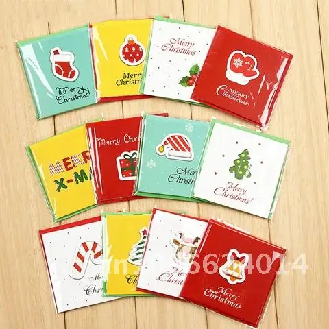 

12pcs Mini Deer Noel tree Merry Christmas Cards Xmas Party Greeting Cards New Year 2021 postcard Christmas Gift cards for Kids