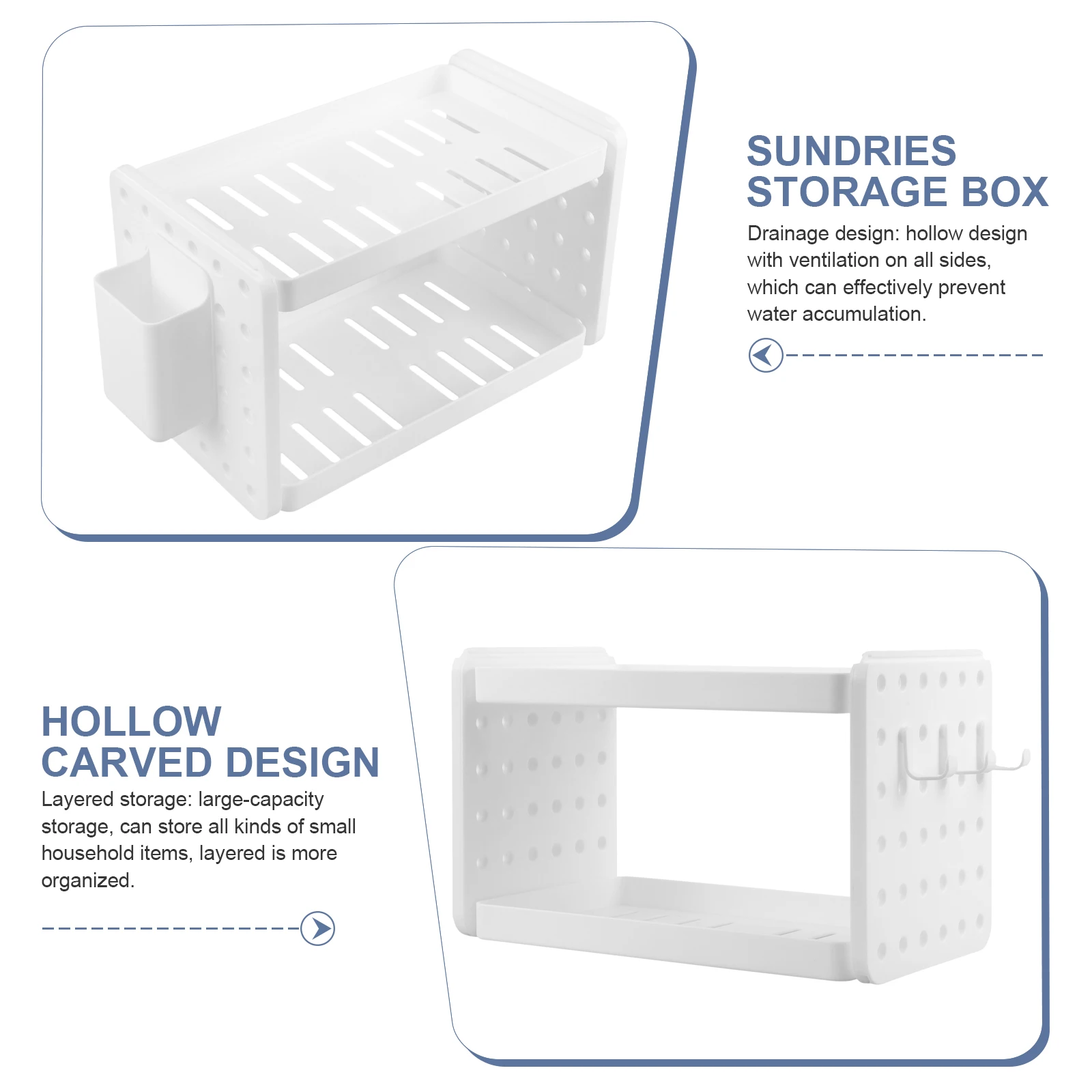 

Plastic Storage Rack Double Layer Desktop Organizer 1#Milk White Drainage Bathroom Counter Shelf Home Decor Storage Stand