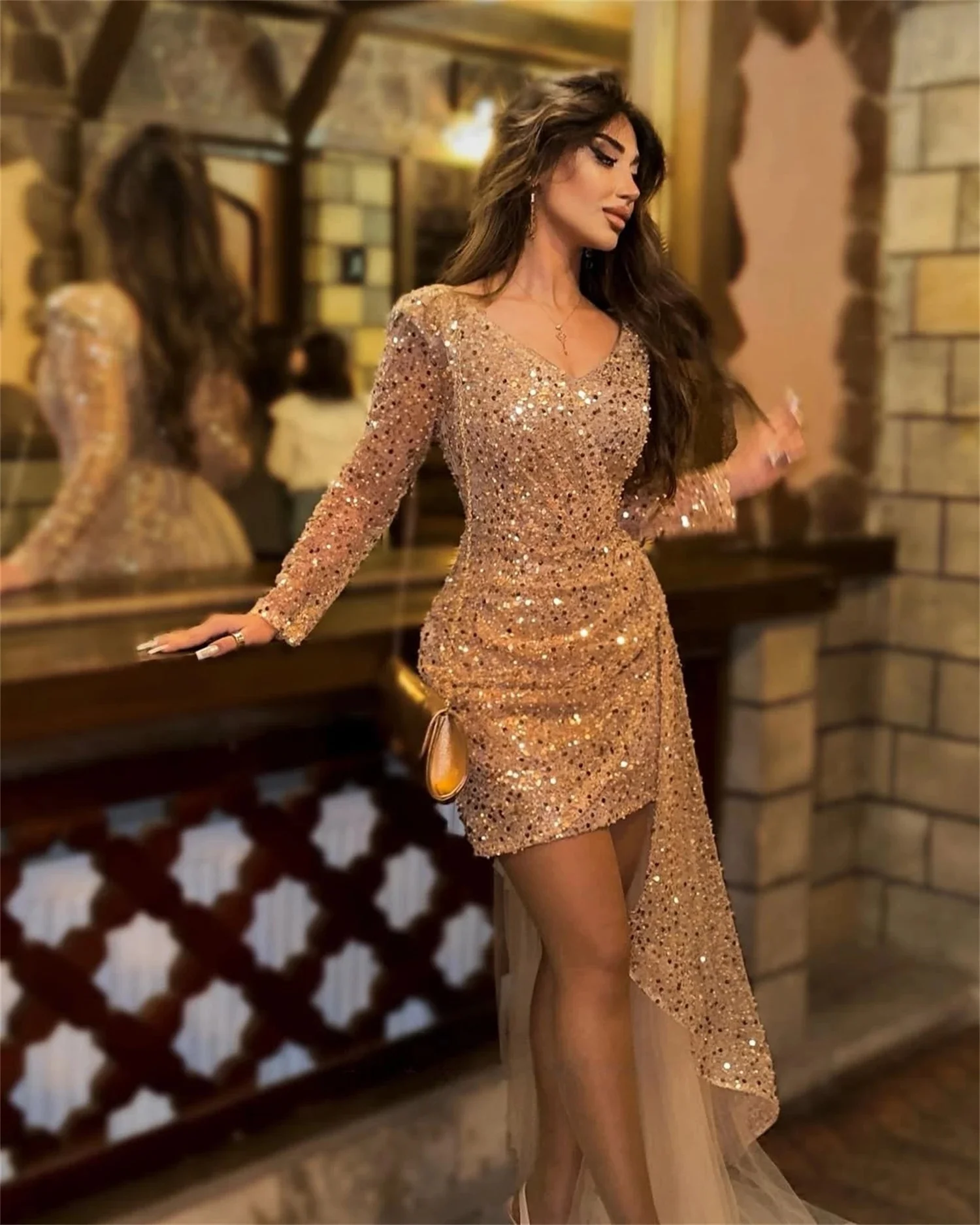 

Блестки с длинными рукавами на заказ Вечерние платья Pastrol Унисекс Джерси Ретро Дубай Саудовская Аравия Выпускной по индивидуальному заказу