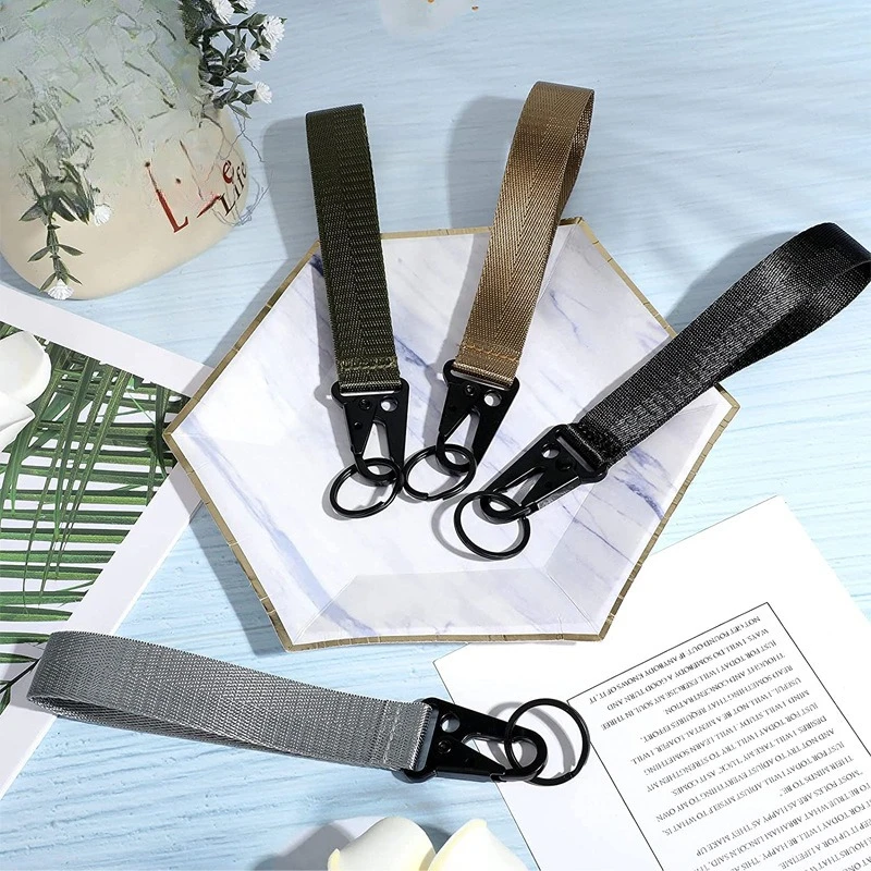Customized LOGO Keychain Blank Nylon Motorcycle Key Webbing Mobile Phone Hanging Strap Eagle Beak Buckle Multifunctional Lanyard