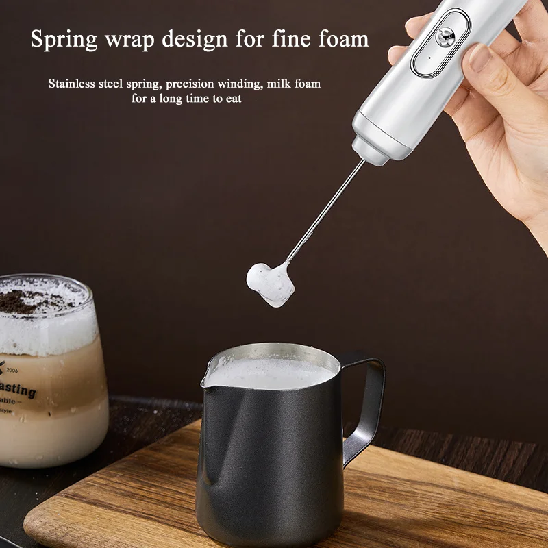 Coffee Frothing Wand Whisk，Electric Milk Frother Foam Maker, Portable Rechargeable Handheld Foamer, High Speeds Drink Mixer