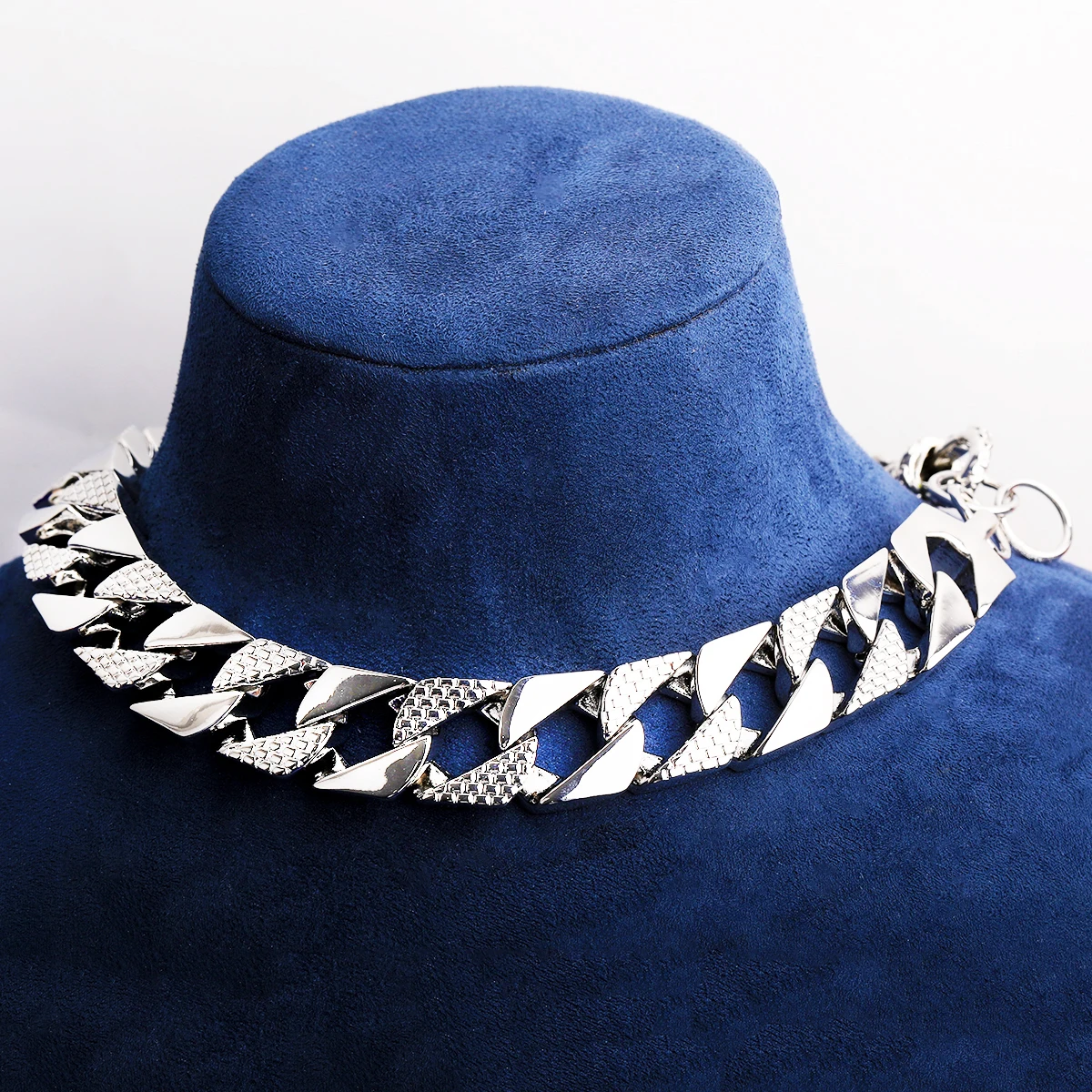 Bubble Letter Semi Patterned Cuban Link Chain for Men Necklace Choker Copper Gold Plated Hip Hop Jewelry Albert Clasp