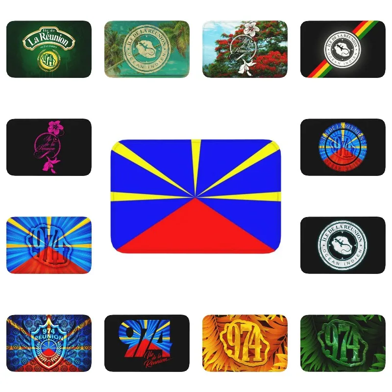 974 Reunion Island Flag Front Door Floor Entrance Mat Outdoor Reunionese Proud Kitchen Bathroom Doormat Garage Carpet Rug