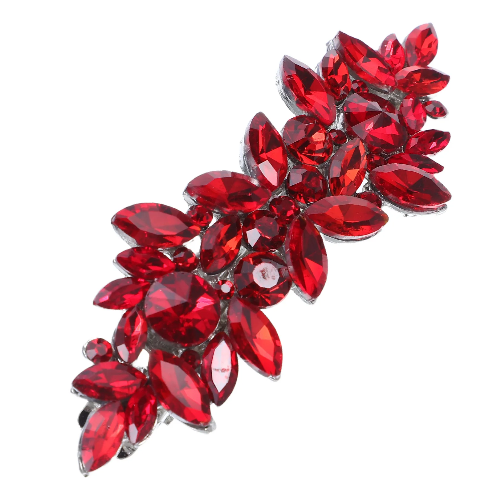 دبابيس شعر على شكل زهرة من حجر الراين الأحمر، أغطية رأس للعروس ووصيفة العروس وحفلات الزفاف، شعر كريستالي أنيق #1