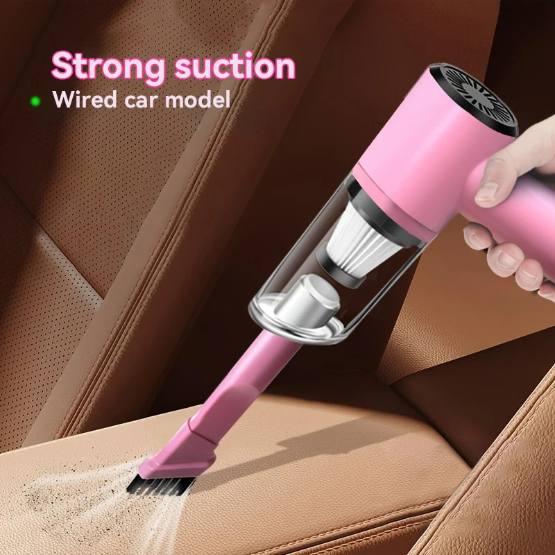 Wireless mini car vacuum cleaner high power home car dual purpose vacuum cleaner high appearance level pink