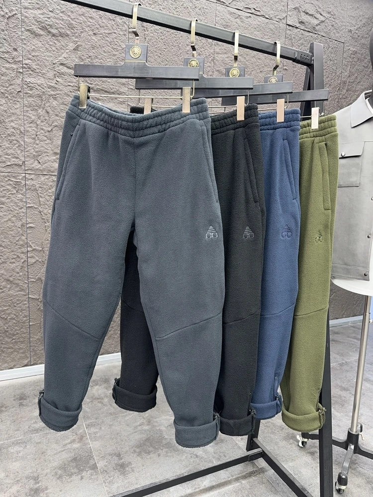 

Svip Super Sli Ultra Warm Embroidered Double-Sided Thi Fce Wide Leg Straight Cut Casual Pants for Men Autumn Winter