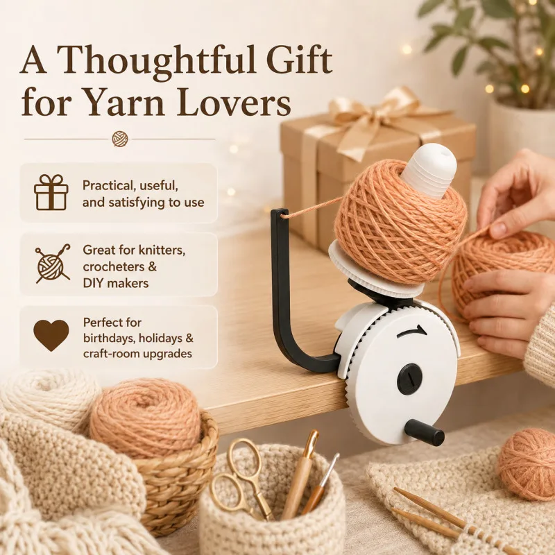 Manual Yarn Ball Winding Tool With Table Clamp And Raised Guide Arm For Knitting Crochet Projects And Thread Management