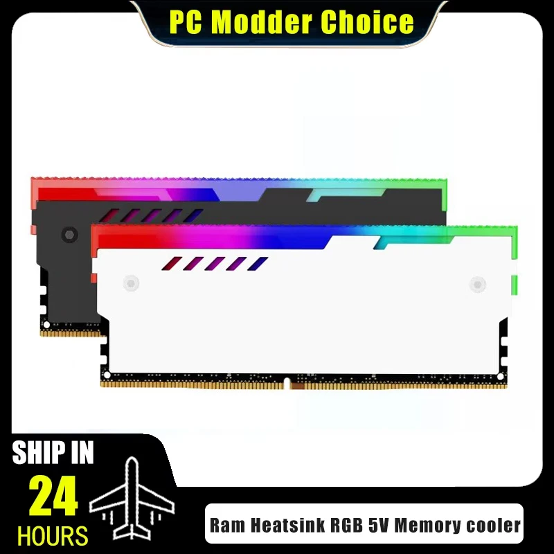 Desktop Computer Ram Heatsink ARGB DDR4 DDR3 Universal Memory Heat Sink Addressable Black / White 2 Pcs Pack