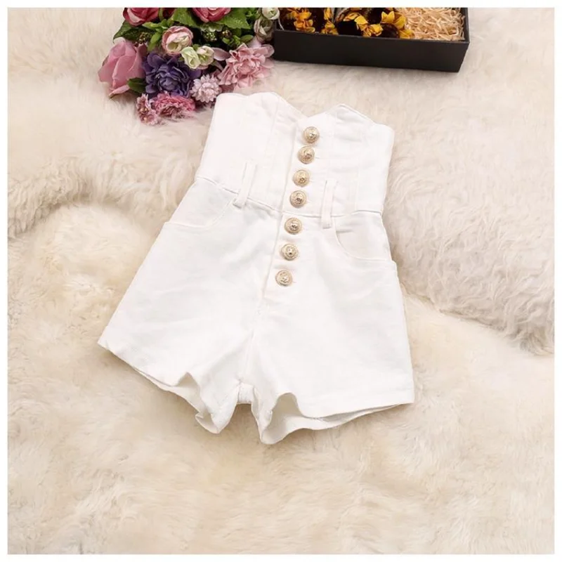 กางเกงขาสั้นทรงดินสอเอวสูงสำหรับผู้หญิง ดีไซน์ใหม่ กระดุมแถวเดียว ยางยืด สไตล์เกาหลี เหมาะสำหรับใส่ทำงาน