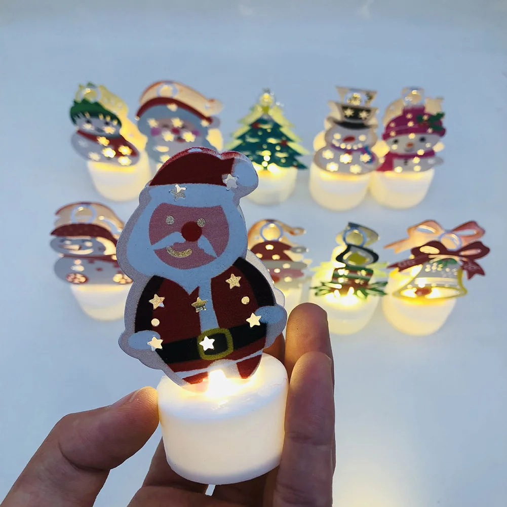 Flameless LED Candle Creative Wishing Led Reusable Christmas Tea Light Candle For Halloween Christmas Decor Candle Light