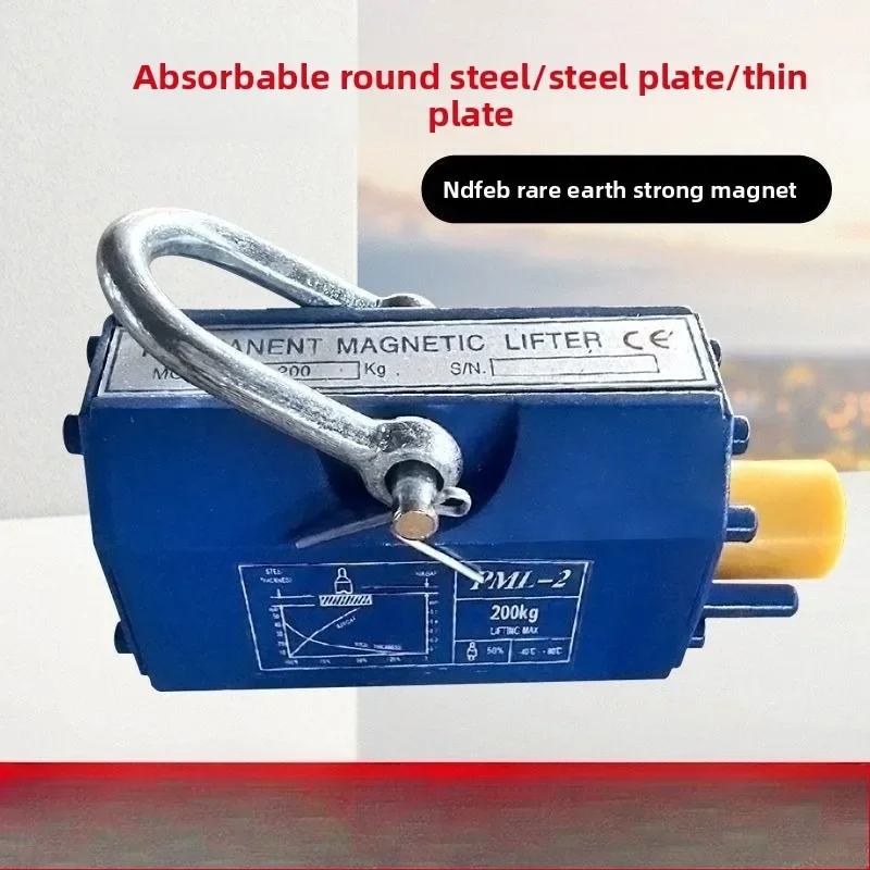 Lifter reinforced round steel special strong crane 600KG1T2T3T permanent magnet chuck anti-skid handle strong magnetic