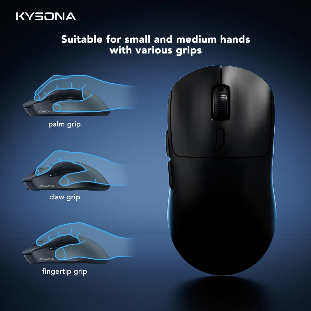 Выбор KYSONA M600 V2 PAW3395 Беспроводная мышь Bluetooth Gaming Esports 55 г 26000 точек на дюйм 6 кнопок оптический PMM3395 компьютер для ноутбука