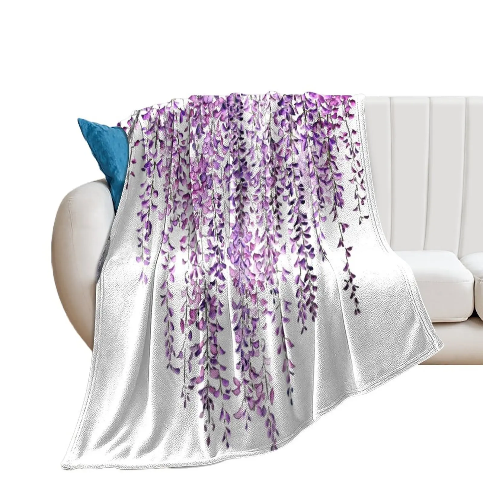 purple wisteriain bloom Throw Blanket Cute Plaid Sofa Quilt blankets and throws Blankets