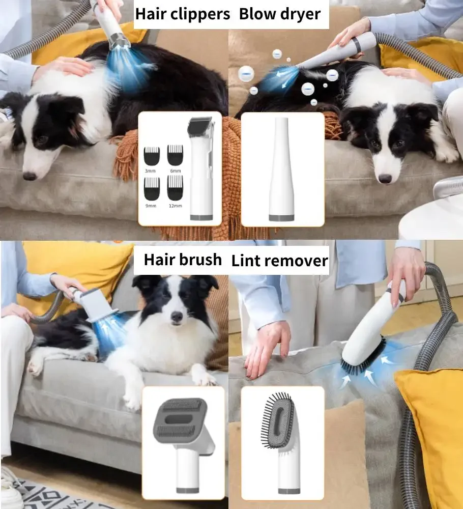 Other Pet Cleaning & Grooming Products Set Cat Self Grooming Hair Vacuum with Hair Trimmer Dog Shedding Brush Vacuum Kit