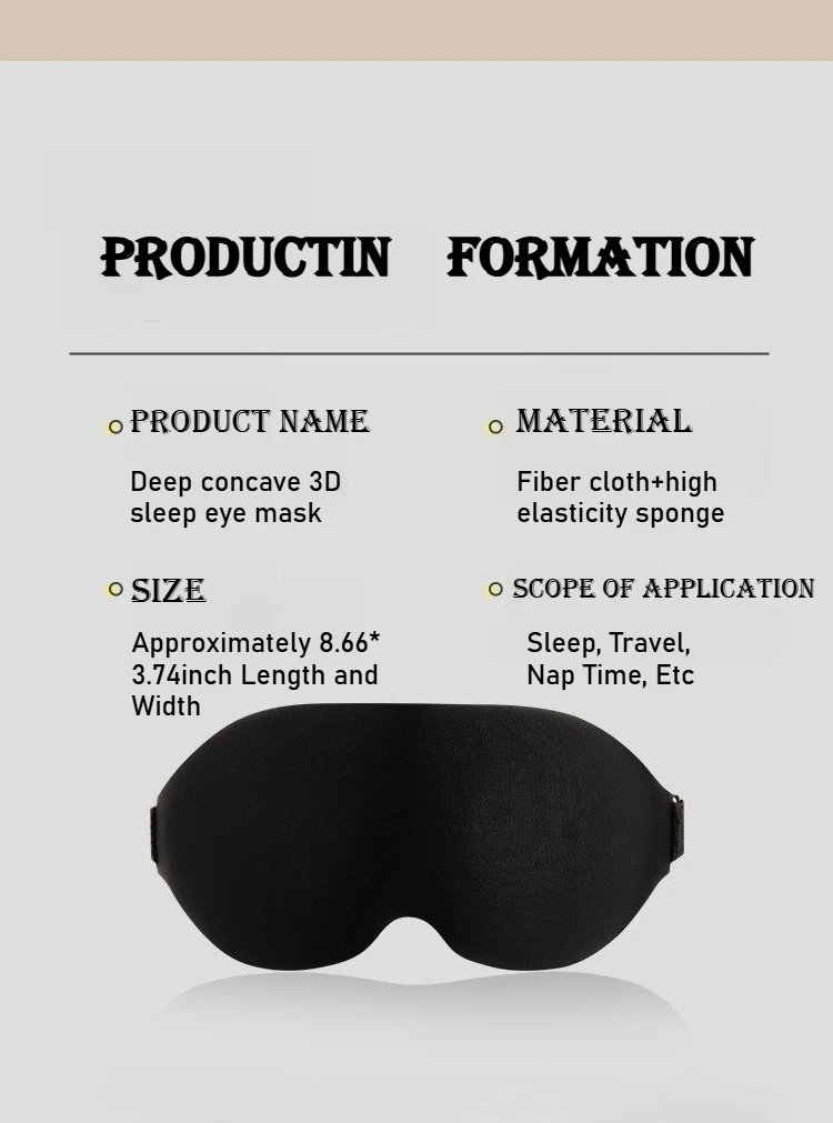 Light-blocking comfortable, does not press on the eyes, and does not smudge makeup 3D sleep eye mask for home naps.