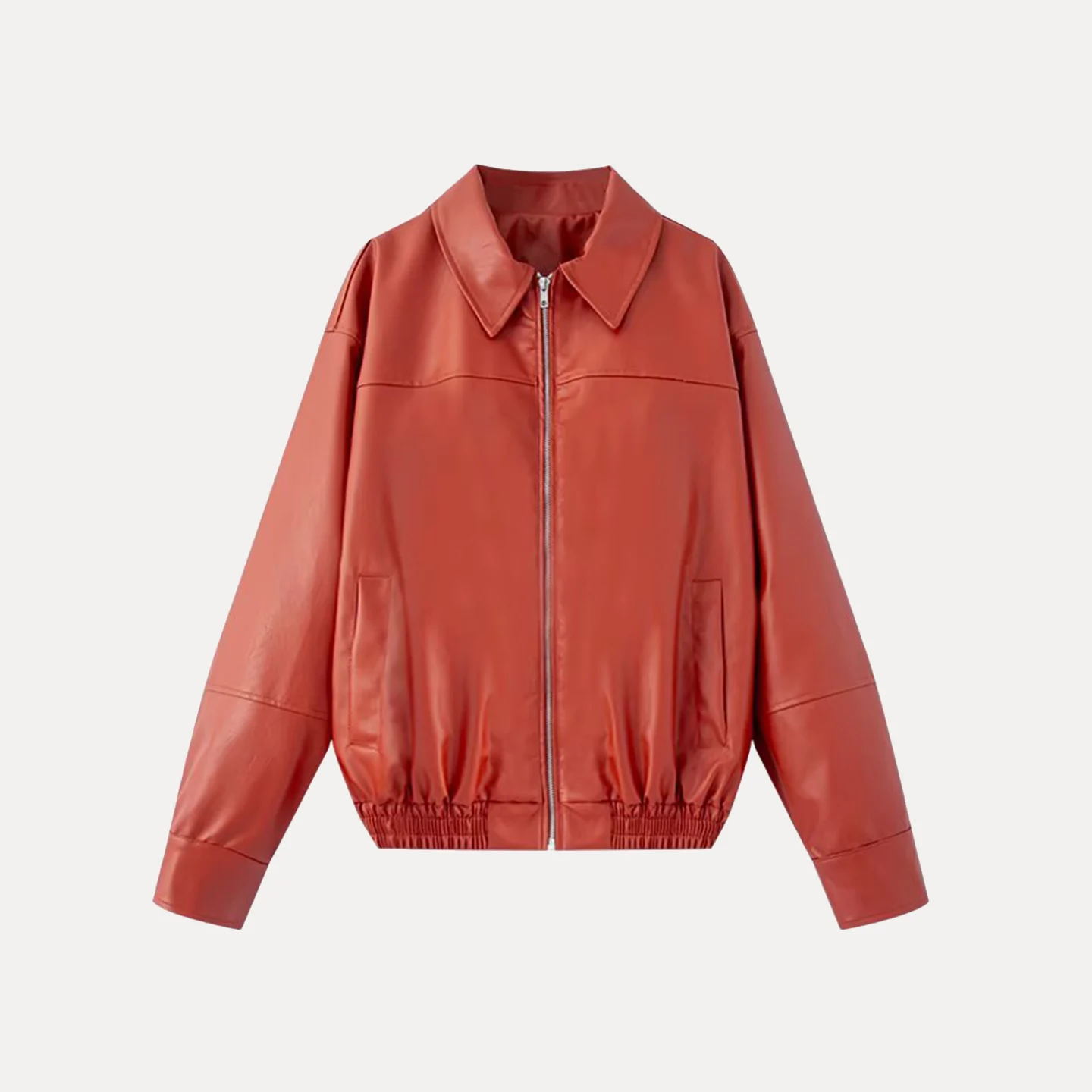 Z 2025 New Faion Pilot Jaet Capispalla da donna in pelle PU Colletto lungo con chiusura a cerniera Cappotto da pendolarismo Sle