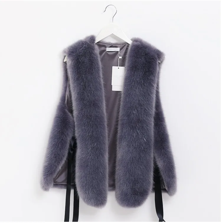 2024 Autumn/winter new fox Fur coat vest Solid color temperament bow short fur vest for women,elegant and socialite women's Top