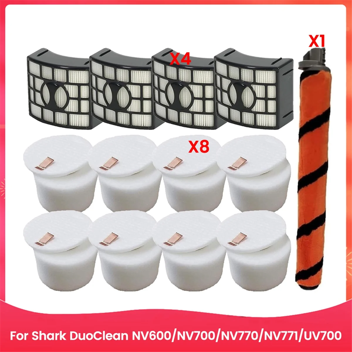 Kit de filtro y cepillo de vacío de 13 Uds para DuoClean NV600 NV700 NV770 NV771 UV700 accesorios de vacío-A63E