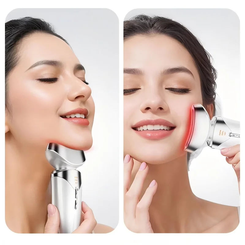 Massaggiatore di bellezza per il viso caldo e freddo aggiornato 3 in 1 Strumento per la cura della pelle per scolpire il viso con fotoni LED per gonfiore del viso e pelle liscia