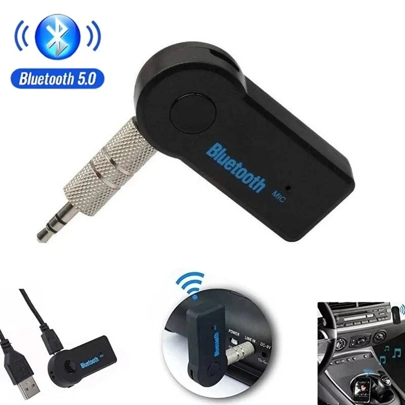 2-in-1 kabelloser Bluetooth-Empfänger 5.0 Adapter 3,5-mm-Klinkenstecker Sender für Auto Freisprecheinrichtung Musik Audio Aux Kopfhörer Auto TV PC Kit