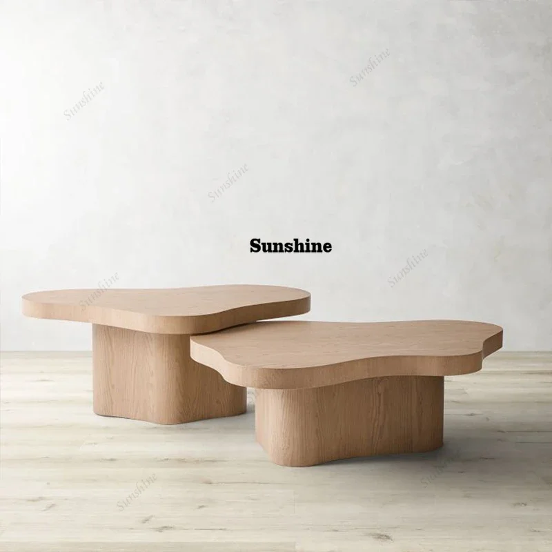 

Nordic designer cloud shape wooden coffee table modern wood center tables for living room furniture FT