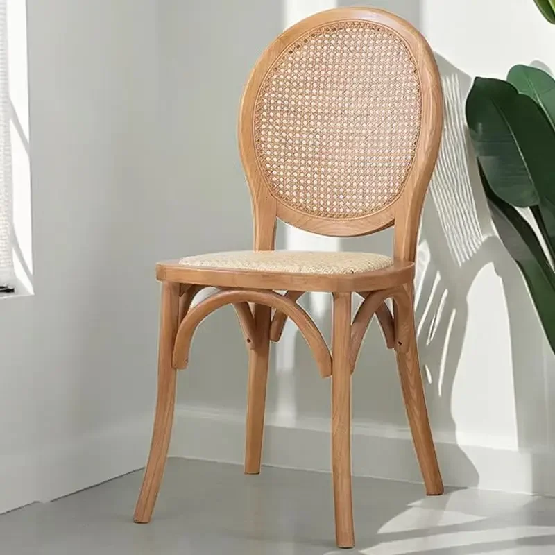 Nordic retro rural household solid wood dining chairs, simple single person solid wood chairs, old back chairs, dining tables an