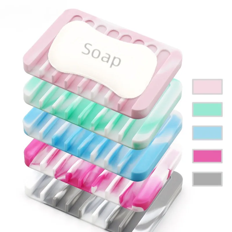 

Self-Draining Silicone Soap Dish,Silicone Soap Holder,Multifunctional Non-Slip Storage Rack Drain Mat for Bathroom/Kitchen