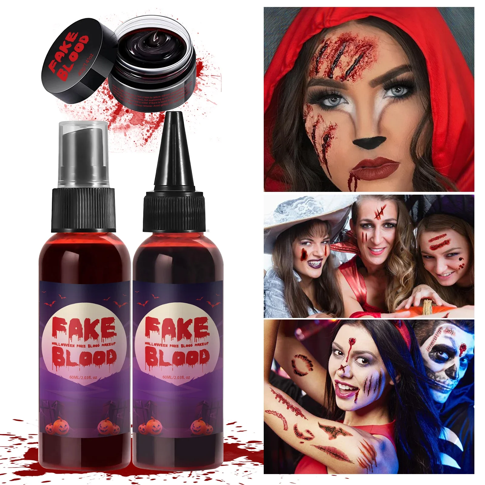 ハロウィンコスチューム 超リアルなフェイクブラッドスプレー/シミュレーション 人間の歯 血液生成性 肌に安全で簡単な除去