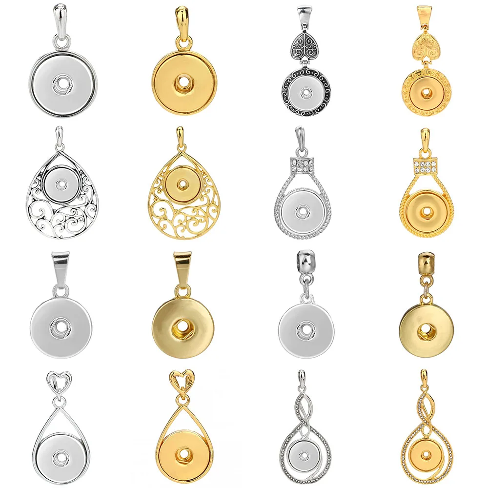 Fashion Snap Jewelry New Snap Pendant Necklace Gold Silver Color Necklaces Fit 18mm Snap Button Pendant Gift