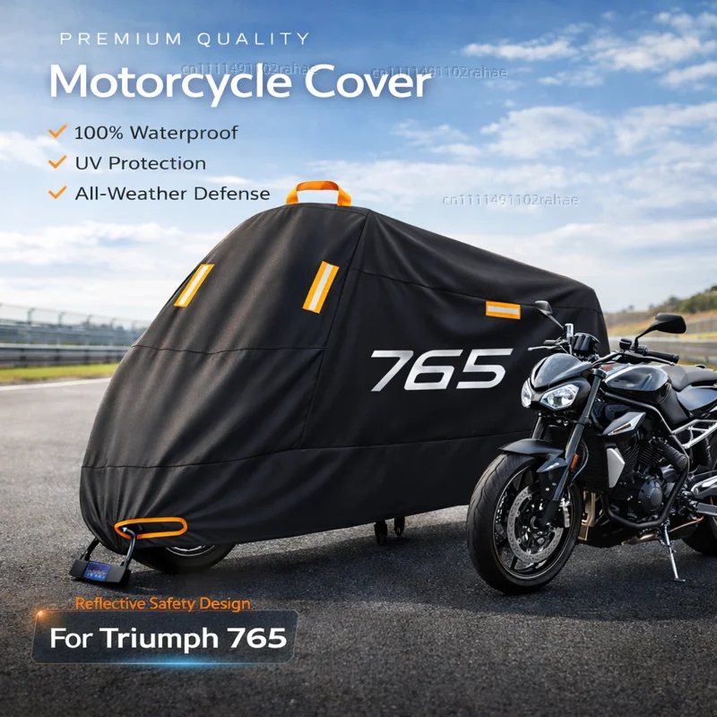 

For Triumph 765 675 660 Motorcycle Cover Waterproof Heavy Duty Polyester Tarpaulin UV Protective Outdoor Rain Dust Sun Protector