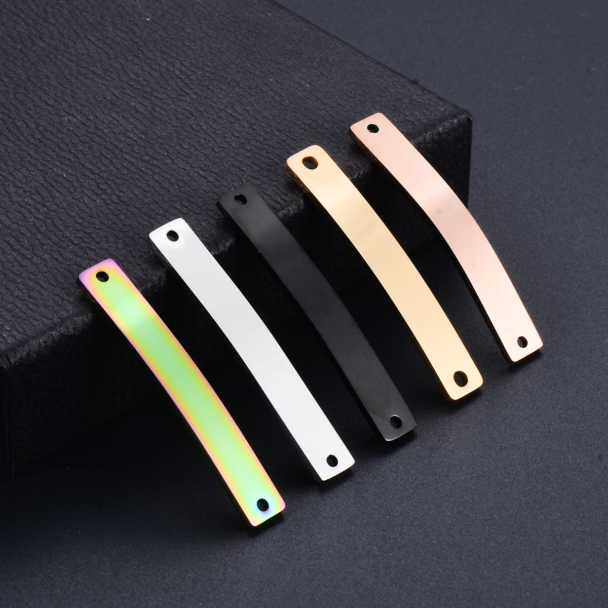 20Pcs 6x39mm Rectangle Blank Connector Stainless Steel Metal Mirror Polished Dog Tags DIY Making Bracelet Jewelry