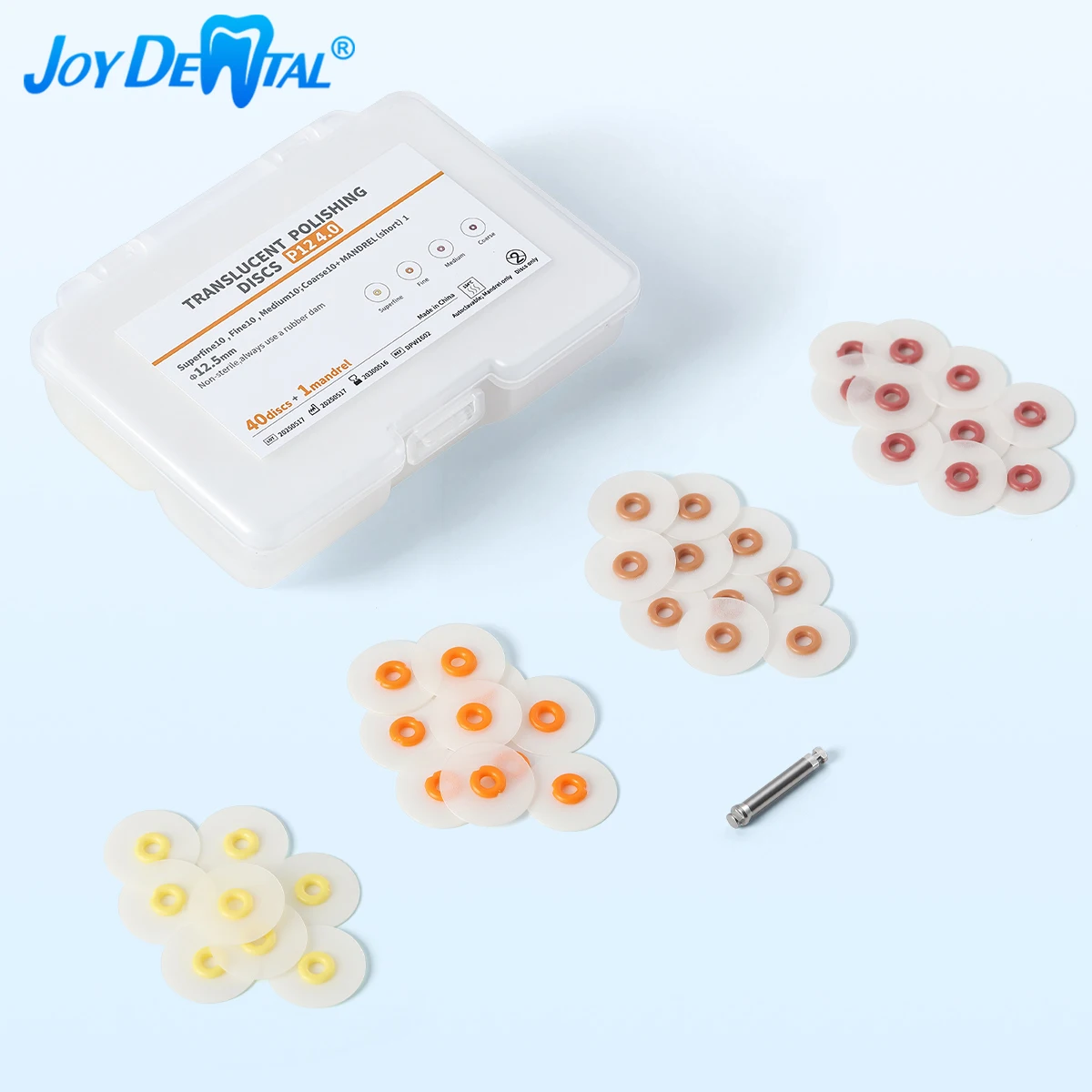 

JOY DENTAL 40Pcs Dental Polishing Discs Coarse Medium Fine Super Fine Made of Polyester Coated with Aluminium Oxide Particles