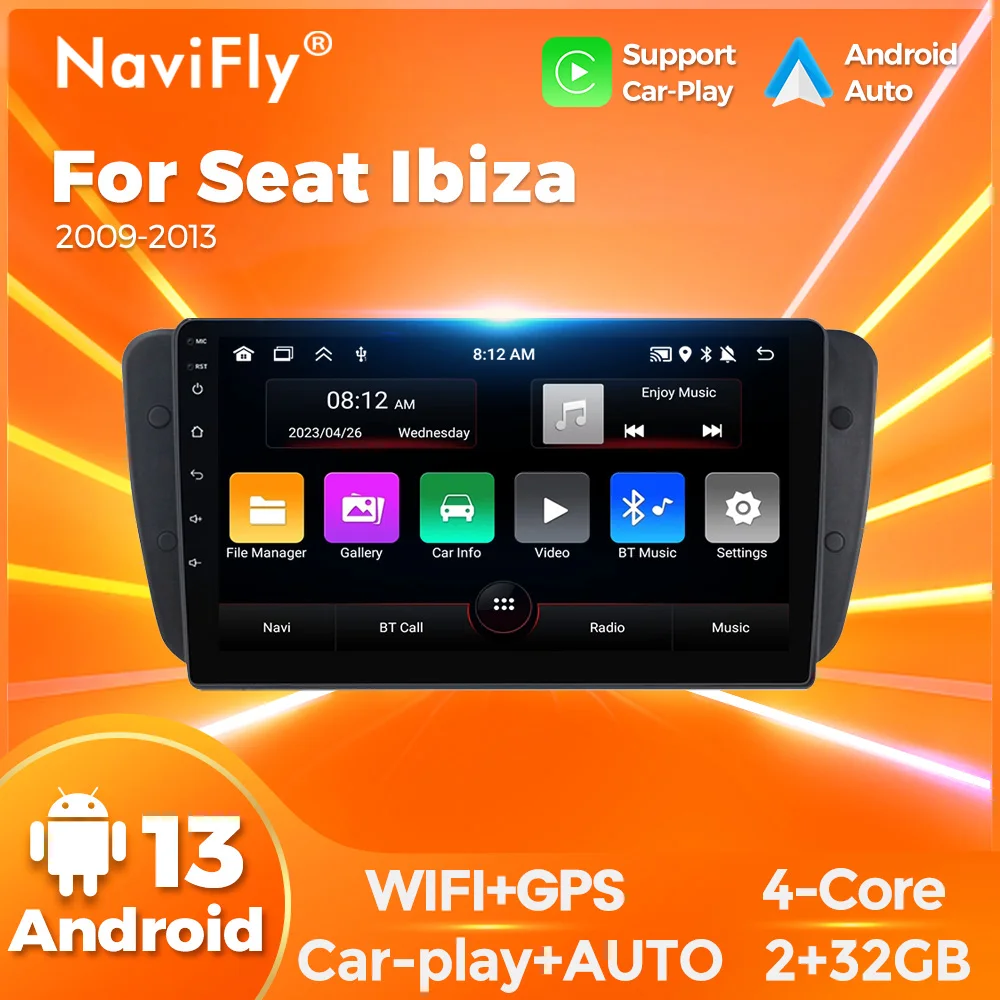 2 Din Android car radio suitable for Seat Ibiza 2009 2010 2011 2012 2013 intelligent system GPS navigation Carplay touch screen