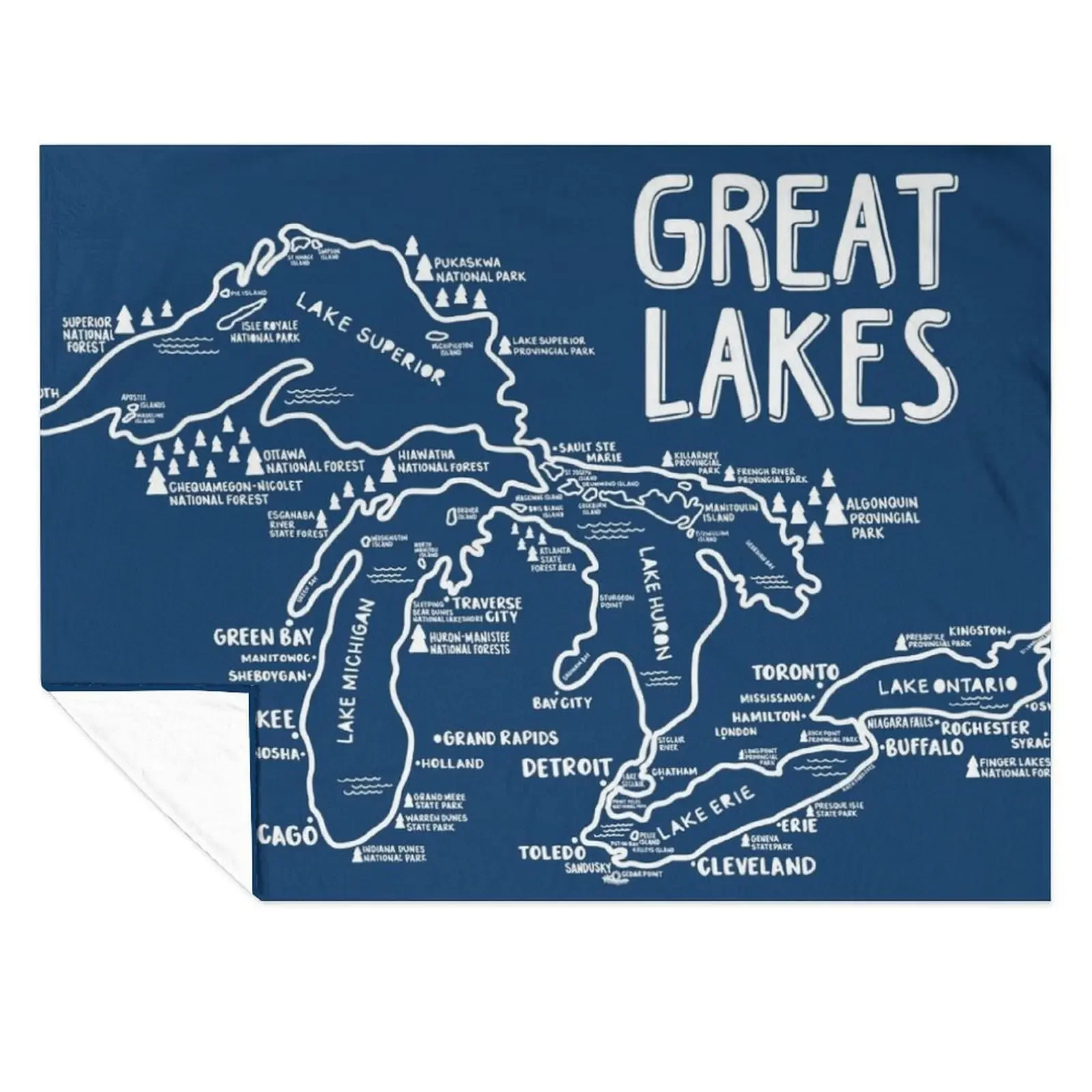 

Great Lakes Map Throw Blanket decorative christmas gifts christmas decoration anime Blankets