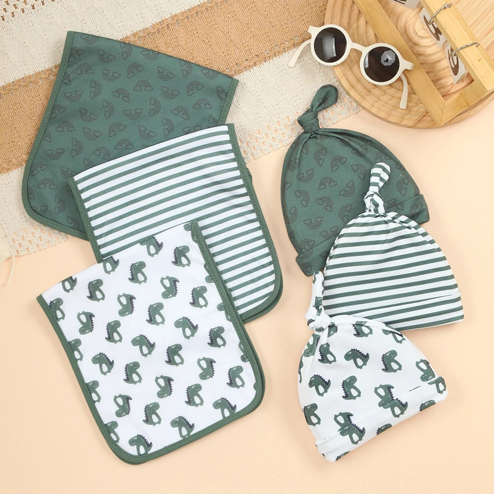 

Набор из 3 милых салфеток для отрыжки для мальчиков с принтом и повязками на голову, очень мягкие, впитывающие, для младенцев (с полосатым принтом)