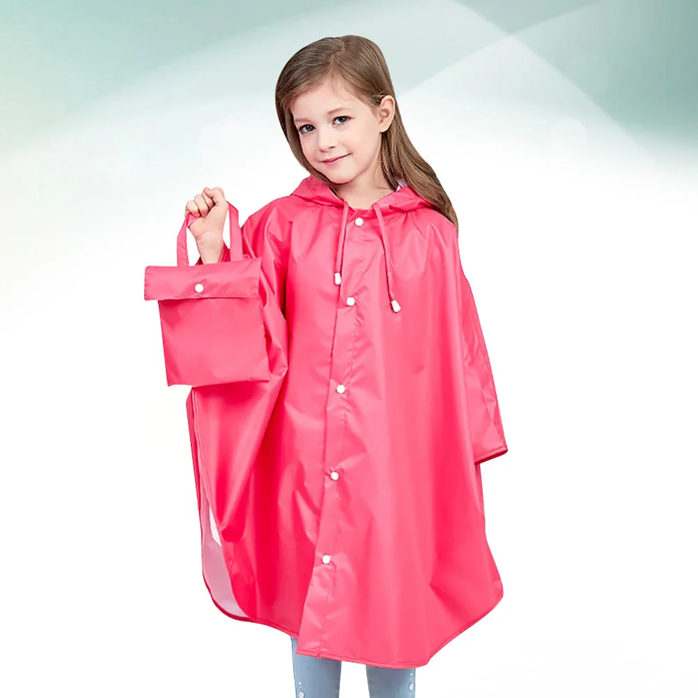 

Hooded Raincoat for Kids Reusable Waterproof Portable Elastic Cuff Bright Colors Outdoor Activities M Rosy Kids Raincoat